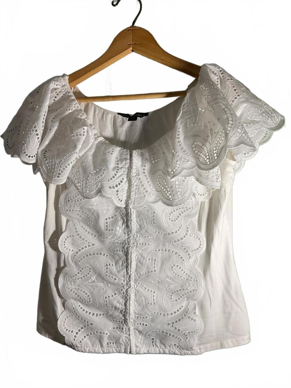 Boston Proper White Eyelet Lace Top Size M